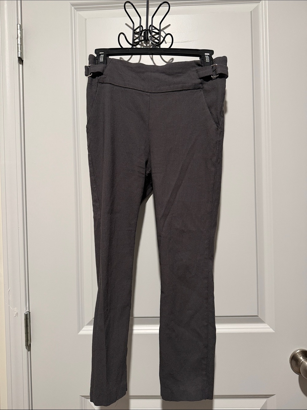 Maurices Charcoal Straight Leg Waffle-Texture Pants